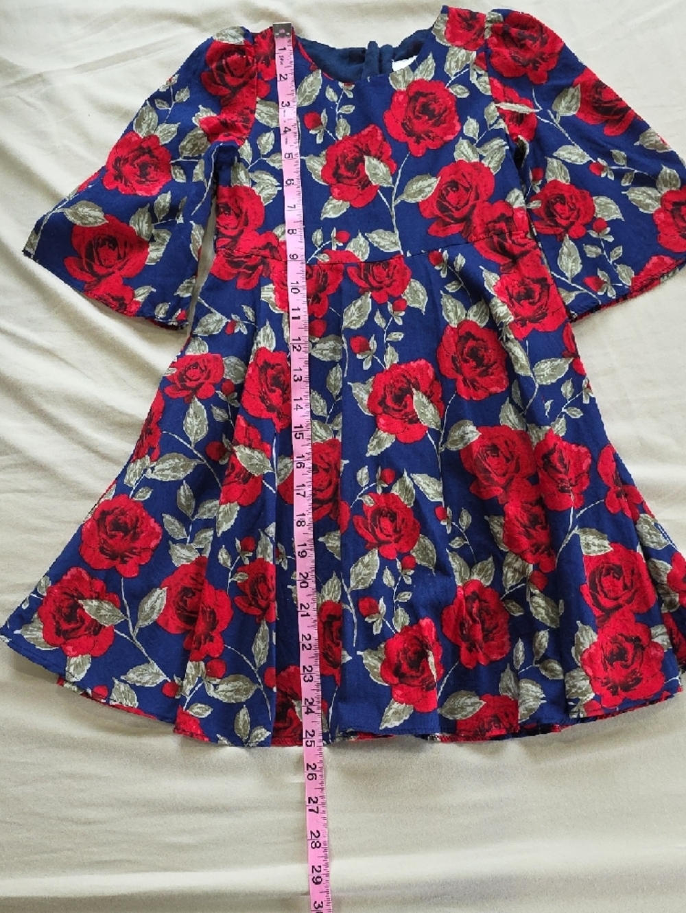 Bonny Billy 3t-4t Girls Classy Vintage Floral Red Rose Print Navy Background - Picture 7 of 9
